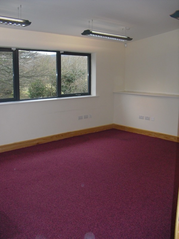 A typical suite: broad window over the trees, fresh carpet and oak skirting